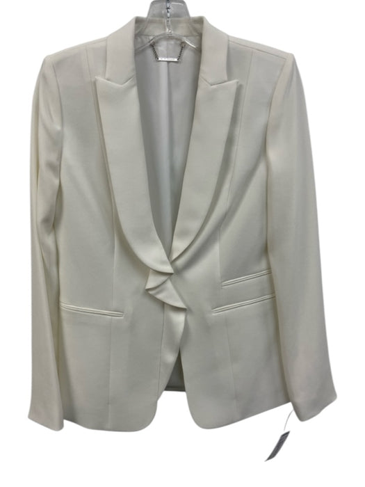 Elie Tahari Size 4 Ivory Triacetate Blend Hook Closure Blazer Jacket Ivory / 4