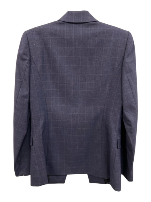Elie Tahari Size 2 Navy Polyester Windowpane 1 Button Blazer Jacket Navy / 2