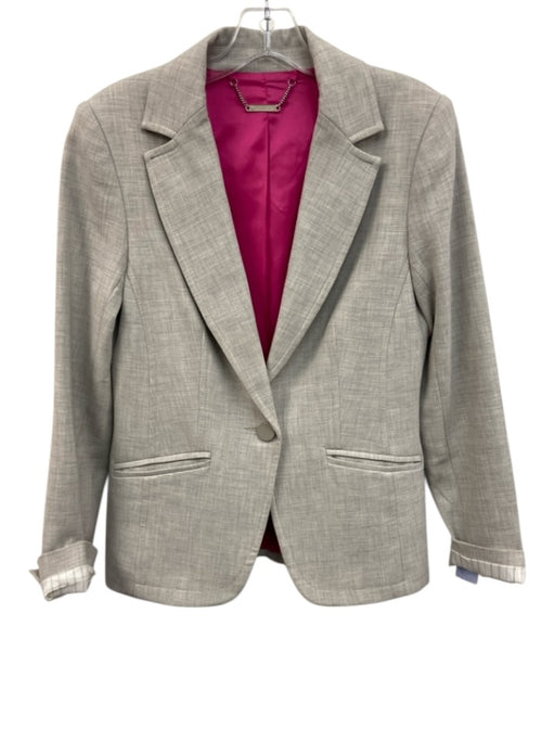 Trina Turk Size 6 Light Gray Polyester Blend 1 Button Blazer Jacket Light Gray / 6