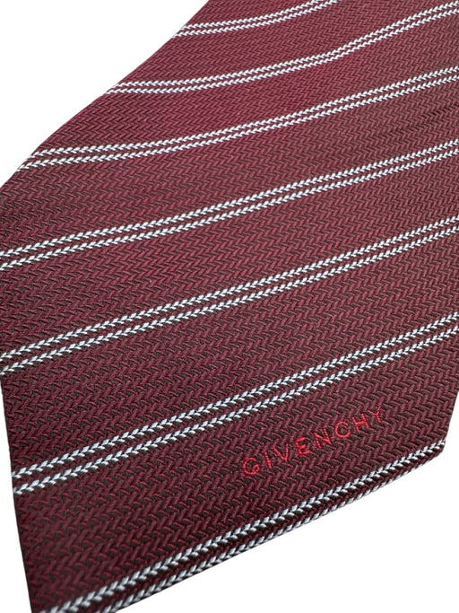 Givenchy AS IS Maroon & Blue Diagonal Stripe Logo Tie Maroon & Blue