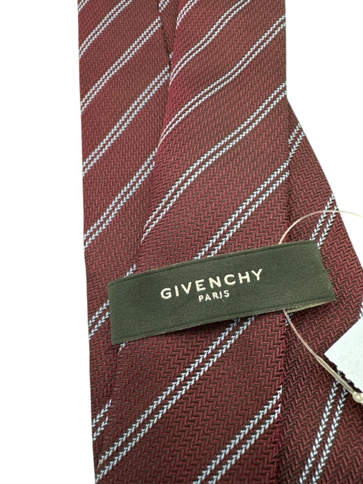 Givenchy AS IS Maroon & Blue Diagonal Stripe Logo Tie Maroon & Blue