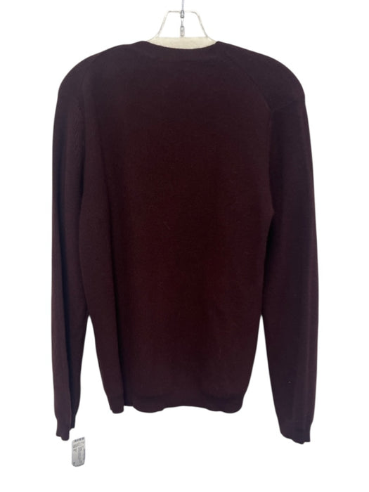 Theory Size M Burgundy Cashmere Heathered Rib Knit Crew Neck Sweater Burgundy / M