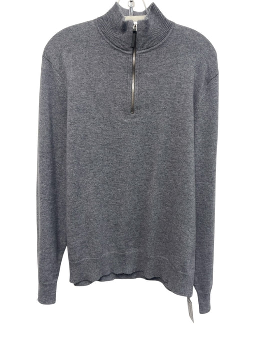 Theory Size M Gray Cashmere Mock Neck 1/4 Zip Ribbed Trim Sweater Gray / M
