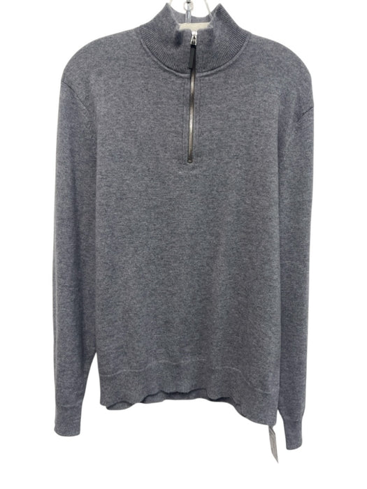 Theory Size M Gray Cashmere Mock Neck 1/4 Zip Ribbed Trim Sweater Gray / M