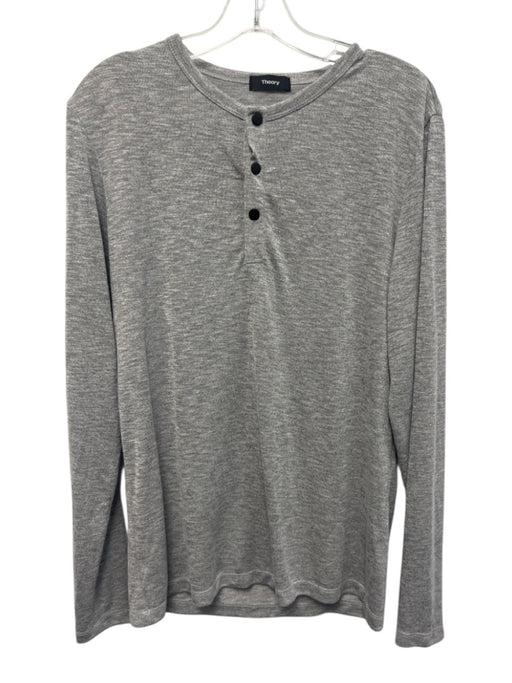Theory Size M Gray Modal Blend Heathered 1/4 Snap Henley Top Gray / M