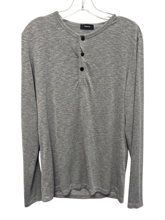 Theory Size M Gray Modal Blend Heathered 1/4 Snap Henley Top Gray / M