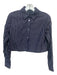 Theory Size Small Navy Blue & White Cotton Cropped Long Sleeve Button Up Top Navy Blue & White / Small