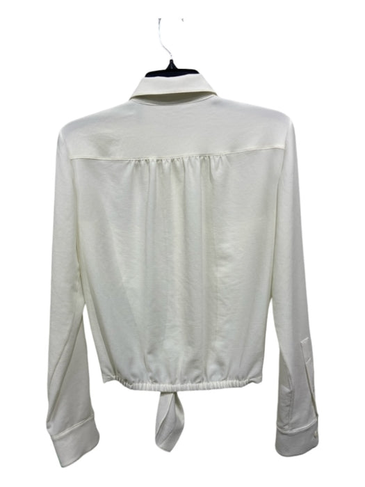 Theory Size P Cream White Long Sleeve Button Front Front Tie Cropped Top Cream White / P