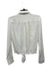 Theory Size P Cream White Long Sleeve Button Front Front Tie Cropped Top Cream White / P