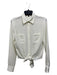 Theory Size P Cream White Long Sleeve Button Front Front Tie Cropped Top Cream White / P