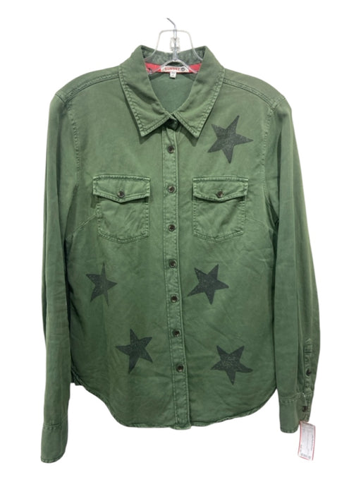 SNDYS. Size 1 Green Cotton Button Down stars Top Green / 1