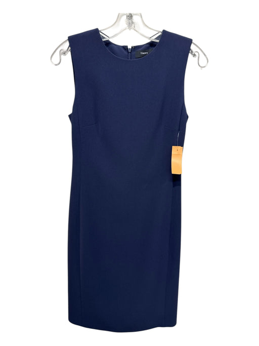 Theory Size 2 Navy Blue Triacetate Blend Sheath Midi Dress Navy Blue / 2