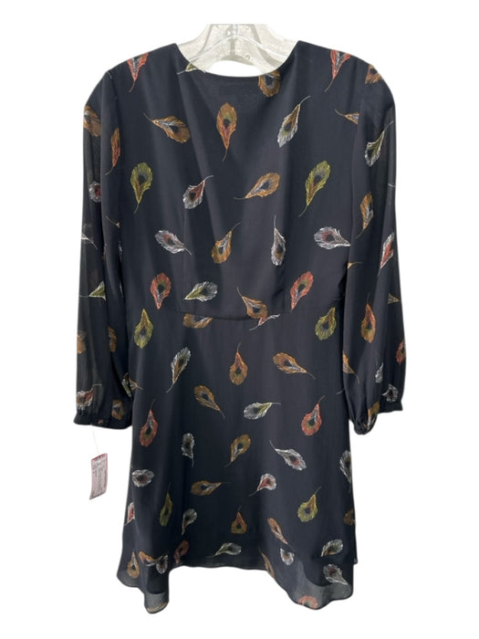 Madewell Size 2 Black, Orange, White Long Sleeve feathers V Neck Dress Black, Orange, White / 2