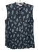 Vince Size XXS Navy Blue & Blue Polyester Sleeveless Floral Accordian Pleat Top Navy Blue & Blue / XXS