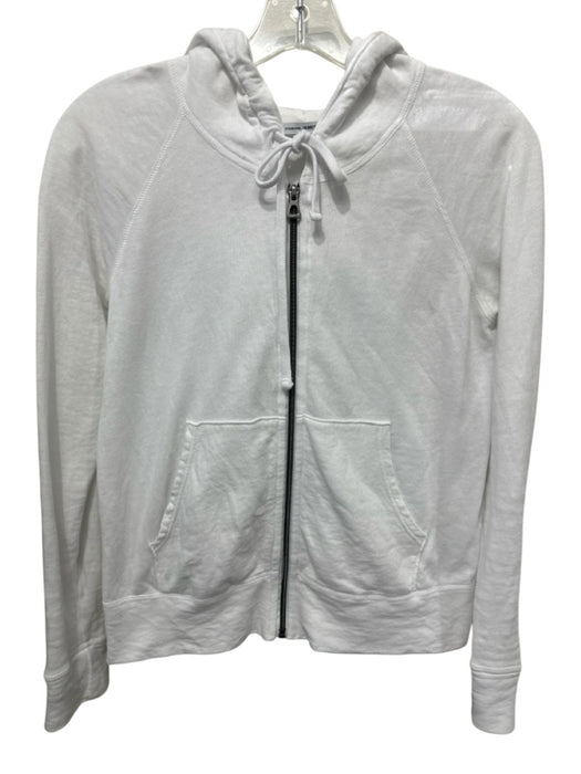 Standard James Perse Size 1 White Cotton Zip Up Hoodie Pockets Jacket White / 1
