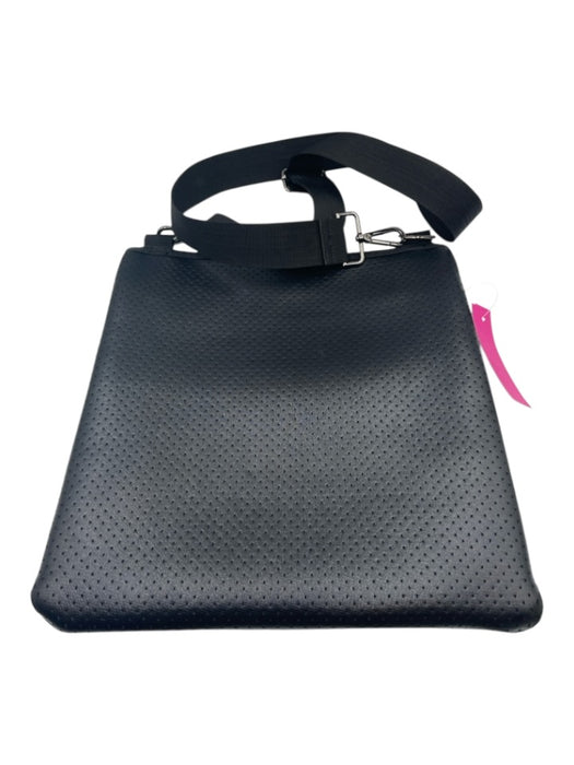 Haute Shore Black & Silver Neoprene Zip Top Star Perforated Crossbody Bag Black & Silver / S/M