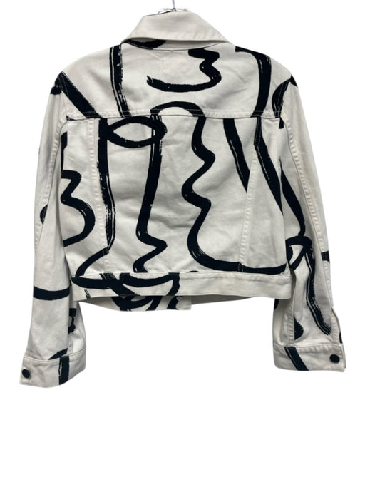 Alice + Olivia Jeans Size S White & Black Cotton Denim black buttons Jacket White & Black / S