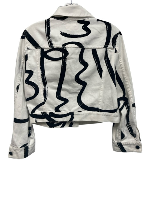 Alice + Olivia Jeans Size S White & Black Cotton Denim black buttons Jacket White & Black / S