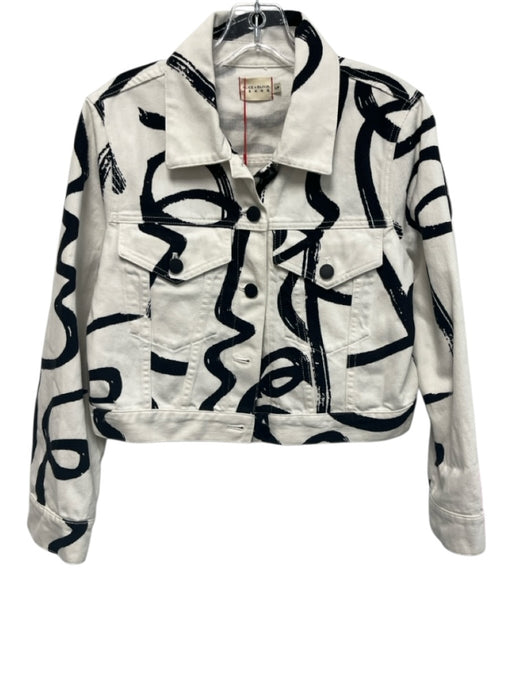 Alice + Olivia Jeans Size S White & Black Cotton Denim black buttons Jacket White & Black / S