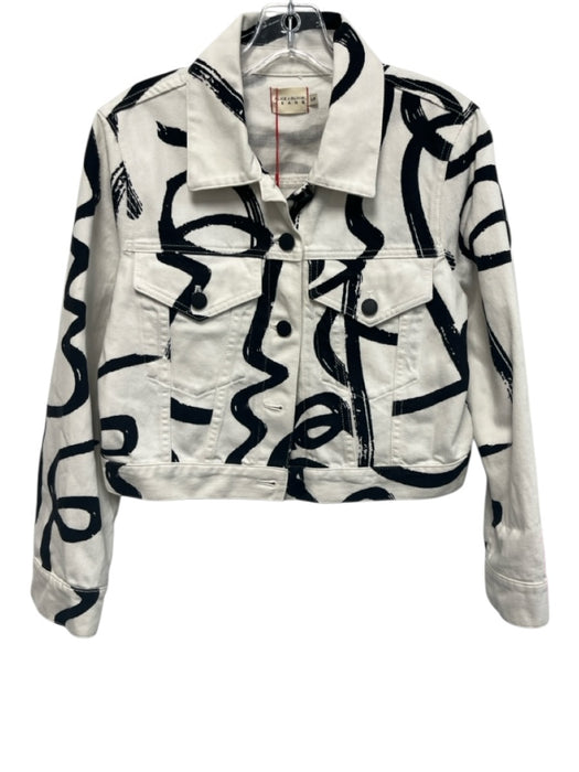 Alice + Olivia Jeans Size S White & Black Cotton Denim black buttons Jacket White & Black / S