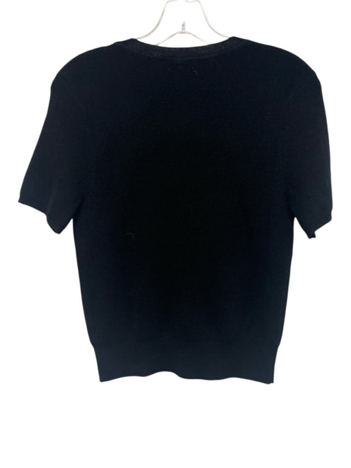 Rag & Bone Size S Black Acrylic & Wool Short Sleeve Rib Knit Buttons Cardigan Black / S