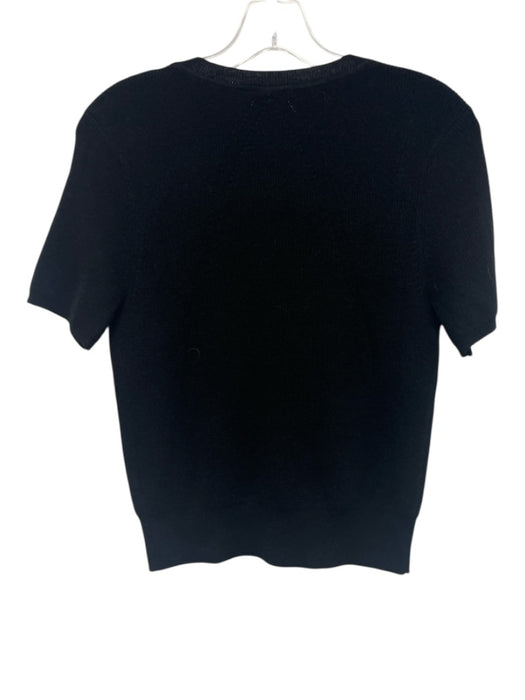 Rag & Bone Size S Black Acrylic & Wool Short Sleeve Rib Knit Buttons Cardigan Black / S