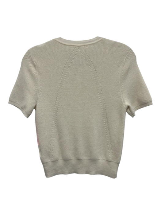 Rag & Bone Size S Cream Acrylic & Wool Short Sleeve Rib Knit Buttons Cardigan Cream / S