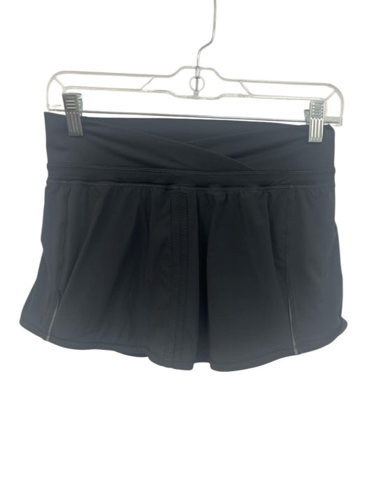 Lululemon Size 2 Black Crossover Waist Reflective Detail built in shorts Skirt Black / 2