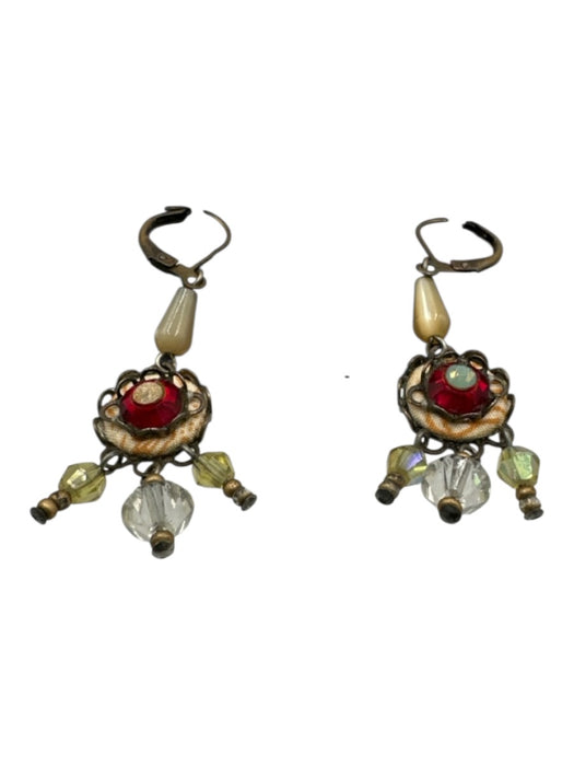 Ayala Bar Brass & Multi Metal Rhinestone Bead Fringe drop Earrings Brass & Multi