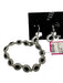 Carolee Silver, Black & Clear Silver Tone Metal Crystals pear shape Jewelry Set Silver, Black & Clear