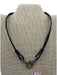 Brown & Silver Tone Leather Cord Raw Diamond Encrusted Lobster Clasp Necklace Brown & Silver Tone