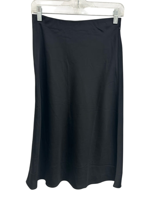 J. Crew Size XS Black Polyester Elastic Waistband Satin A Line Midi Skirt Black / XS