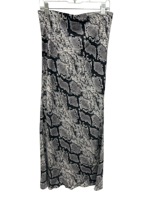 Theory Size P Black & White Silk Elastic Waistband Snake Print Side Slit Skirt Black & White / P