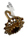 Brown, Clear & Gold 18K HGE Rhinestone Burst Faceted Ring Brown, Clear & Gold