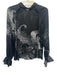 Ted Baker Size 1 Black & White Polyester Long Sleeve Floral Gathered Top Black & White / 1