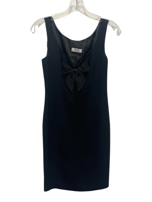 Moschino Cheap & Chic Size 8 Black Wool Sleeveless Bow Detail Side Zip Dress Black / 8