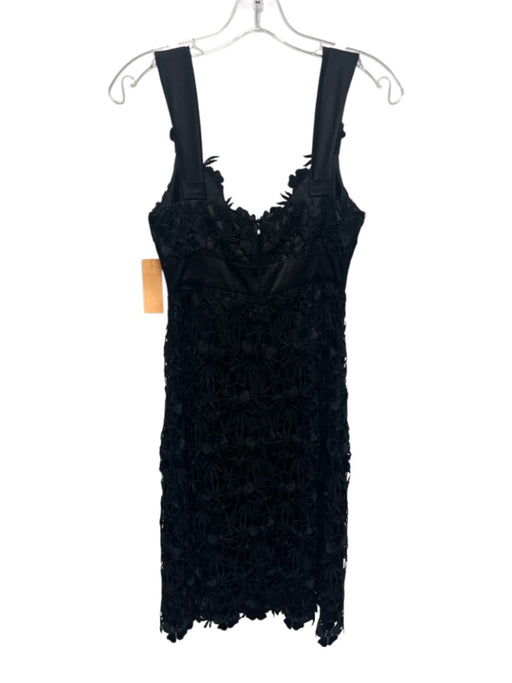 Yoana Baraschi Size 0 Black Rayon Sleeveless Floral Satin Bow Detail Dress Black / 0