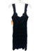 Yoana Baraschi Size 0 Black Rayon Sleeveless Floral Satin Bow Detail Dress Black / 0