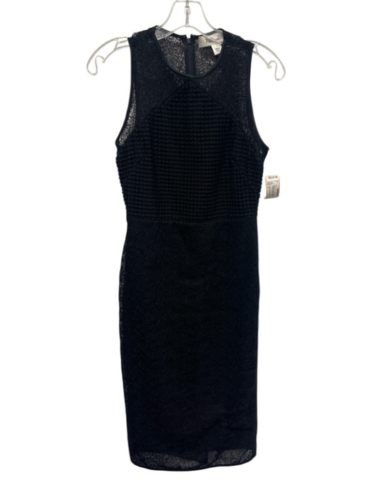 Diane Von Furstenberg Size 2 Black Polyester Sleeveless Knit Overlay Midi Dress Black / 2