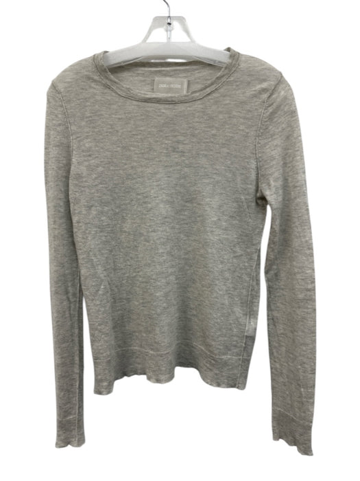 Zadig & Voltaire Size XS Light Gray Cashmere Long Sleeve Distressed Top Light Gray / XS