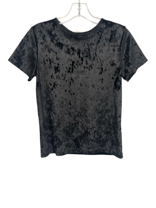 Vince Size XS Black Polyester & Spandex Velvet Short Sleeve Crew Neck Top Black / XS