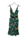 Saloni Size 4 Green & Multi Print Silk floral print Side Slit Dress Green & Multi Print / 4