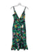 Saloni Size 4 Green & Multi Print Silk floral print Side Slit Dress Green & Multi Print / 4