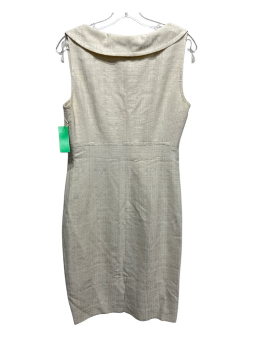 MaxMara Size 10 Cream White Cotton Blend Sleeveless Textured Collar Dress Cream White / 10