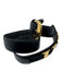 Salvatore Ferragamo Navy blue & gold Leather Gold hardware Logo Thin Belts Navy blue & gold / XS