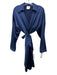 Mason Size 6 Navy Silk Satin Mini Long Sleeve V Neck Dress Navy / 6