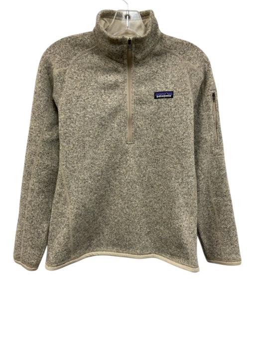 Patagonia Size S Taupe Beige Polyester Heathered Knit Quarter Zip Jacket Taupe Beige / S
