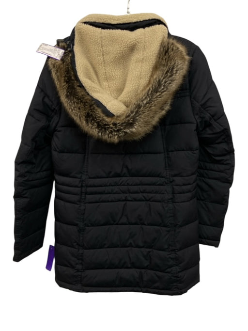 Barbour Size Est S Black & Brown Polyester Quilted Zip Front Removable Hood Coat Black & Brown / Est S