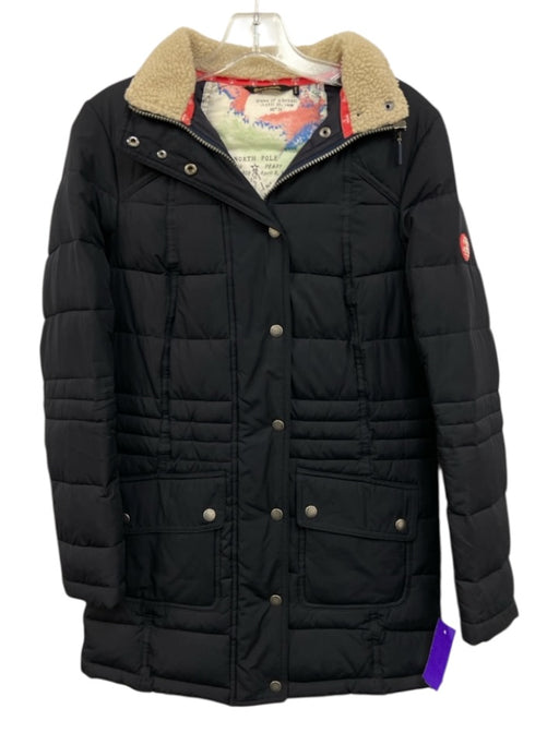 Barbour Size Est S Black & Brown Polyester Quilted Zip Front Removable Hood Coat Black & Brown / Est S