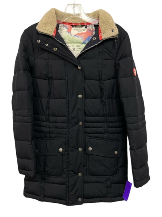 Barbour Size Est S Black & Brown Polyester Quilted Zip Front Removable Hood Coat Black & Brown / Est S